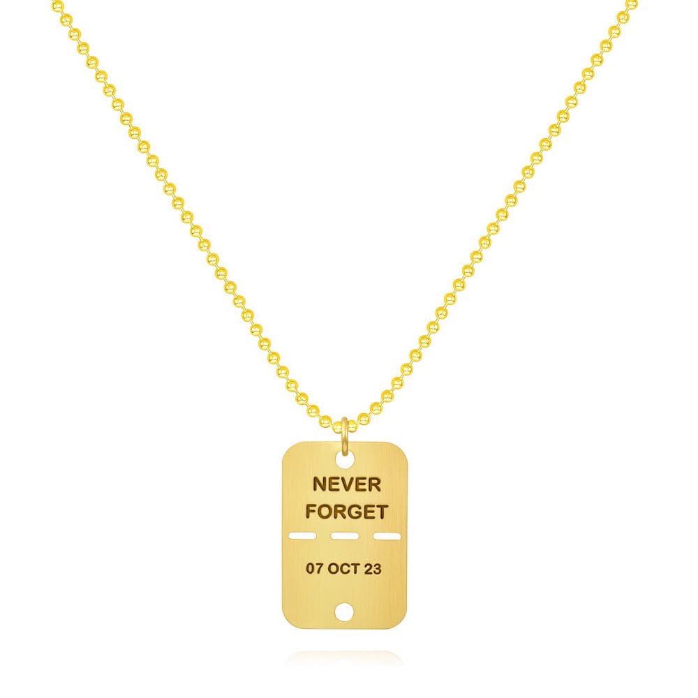 Dalia T Online Gold Plated Silver Tag -Never Forget- L