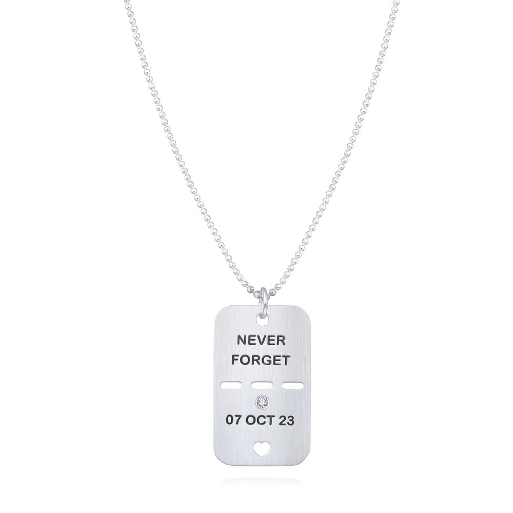 Dalia T Online Silver Tag with a Diamond - Never Forget- S