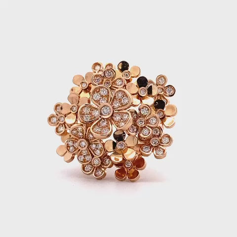 
                  
                    Load and play video in Gallery viewer, Couture Collection 18KT iconic Flower Ring with Diamonds
                  
                