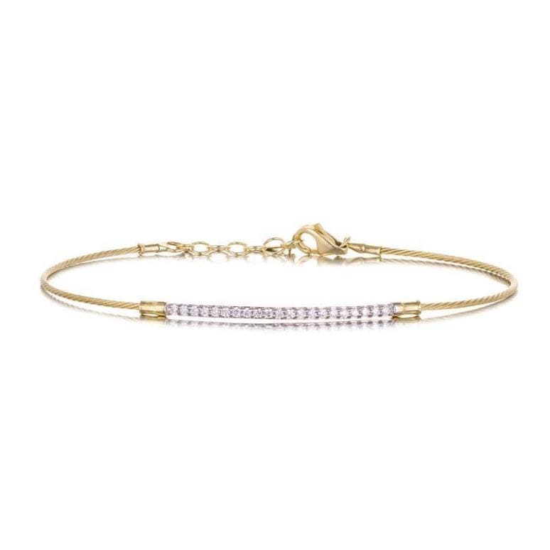 Dalia T Bracelet Delicate Collection 14KT Yellow Gold Diamond Bar Cable bracelet