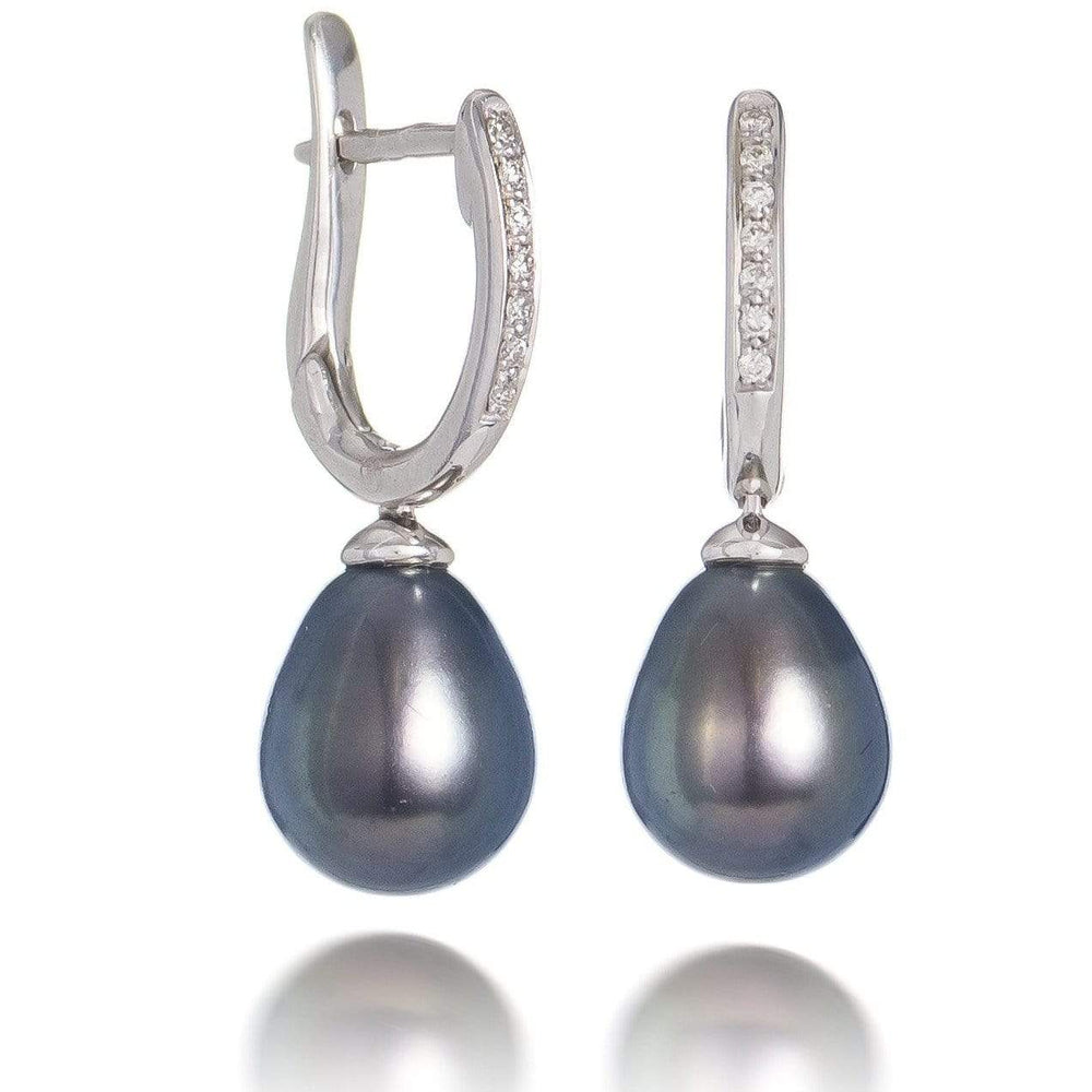 Dalia T Earrings Luster Collection 14KT White Gold Pearl & Diamond Earrings