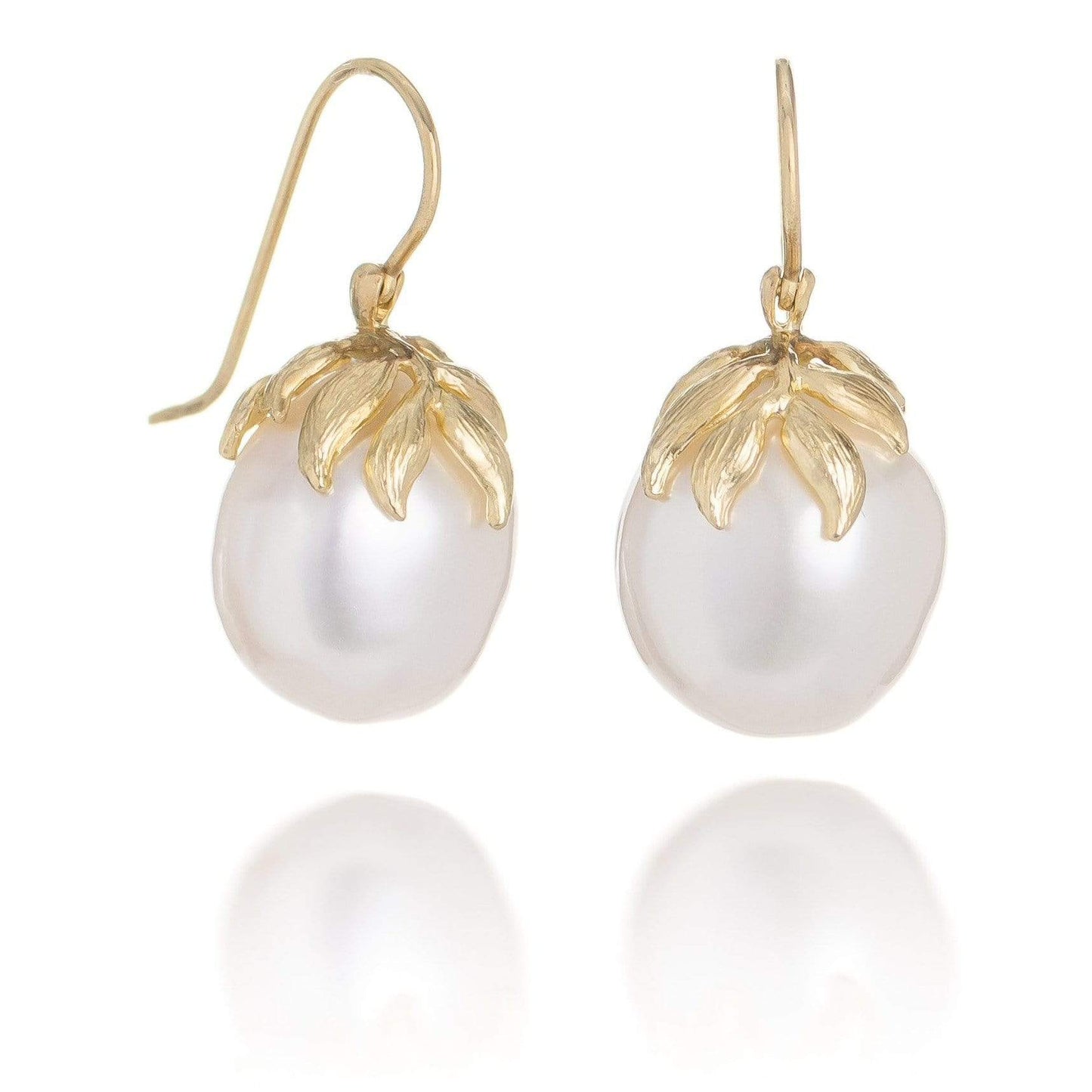 Dalia T Earrings Luster Collection 14KT Yellow Gold  Pearl Drop Earrings