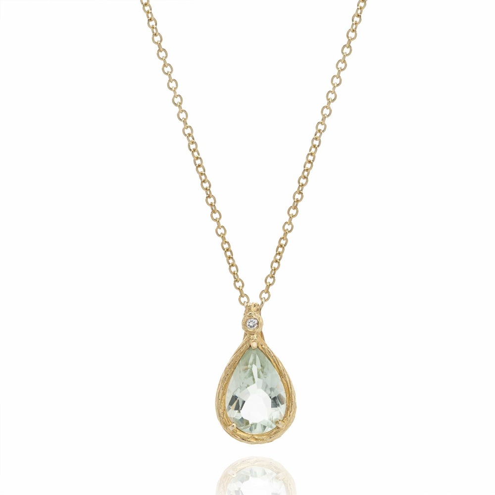 Dalia T Necklace Color Collection 14KT Yellow Green Amethyst & Diamond Pendant Necklace
