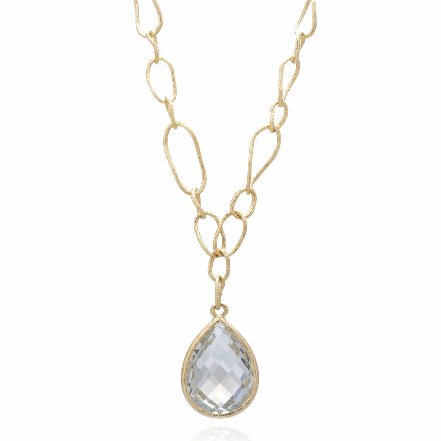 Dalia T Necklace Color Link Nacklace with a Tear Drop Green Amethyst