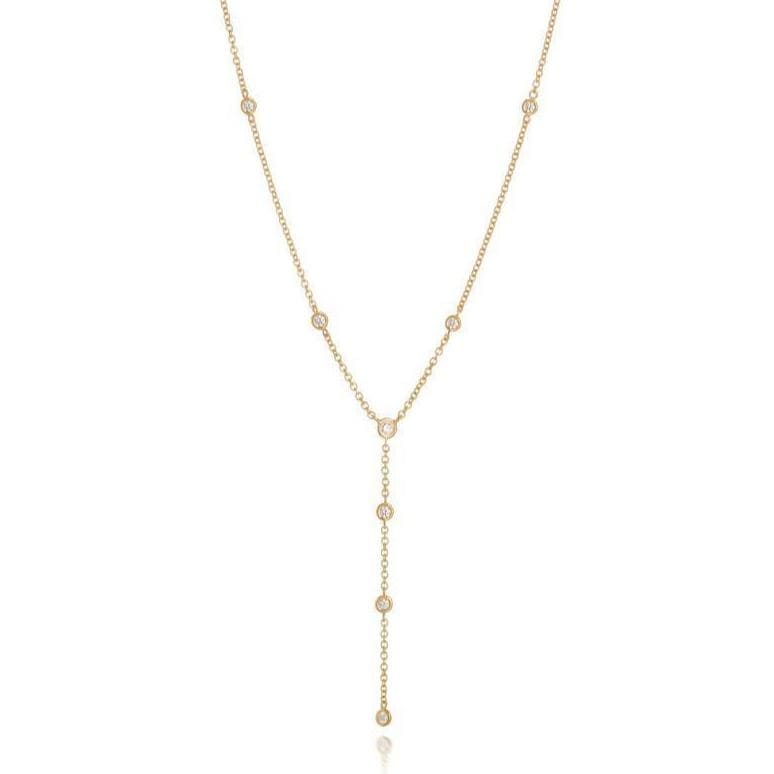 Delicate Collection 14KT Yellow Gold 0.50CT Diamonds Station Tie Necklace - Dalia T Online