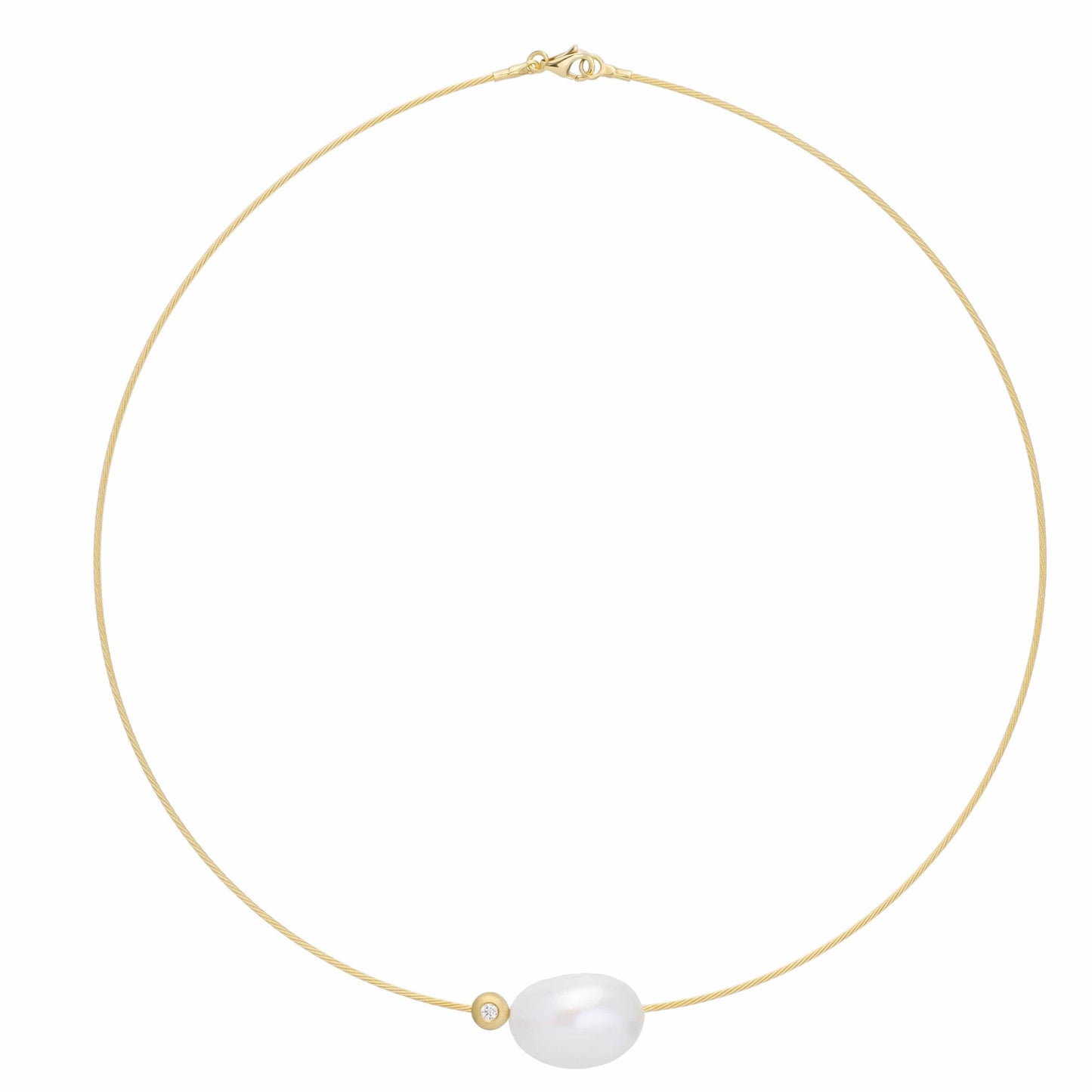 Dalia T Necklace Luster Collection 14KT White Gold  Pearl & Diamonds Pendant Necklace