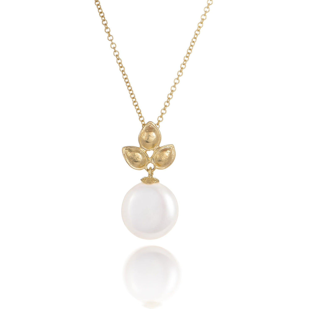 Dalia T Necklace Luster Collection 14KT Yellow Gold  Pearl Pendnat Necklace