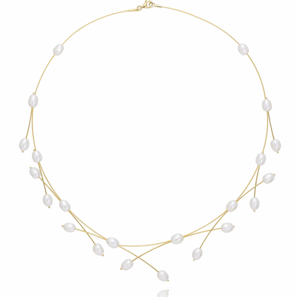 Dalia T Necklace Luster Collection 14KT Yellow Gold Pearls Necklace
