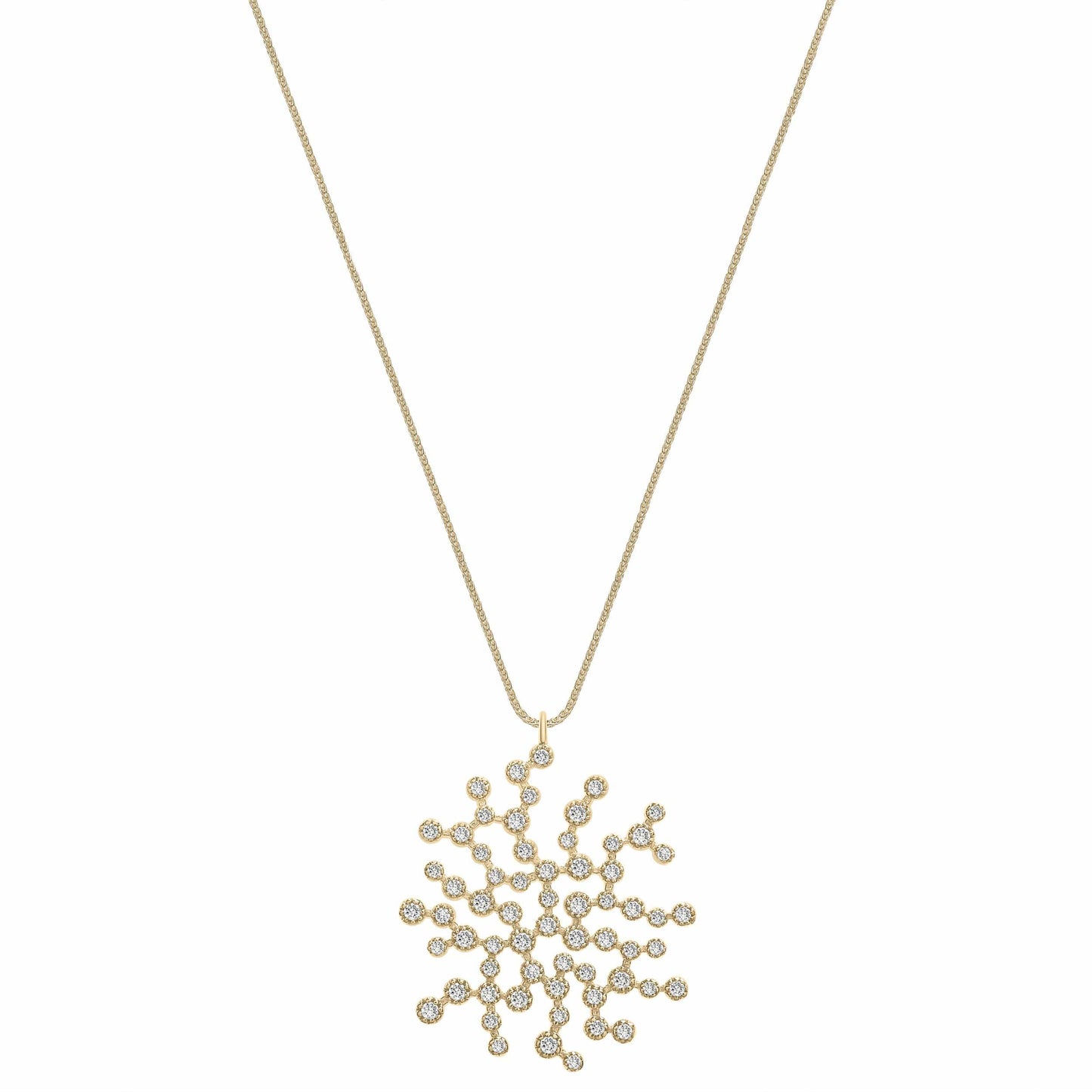 Dalia T Necklace Signature Collection 14KT Yellow Gold 1CT Diamond Starburst Pendant Necklace