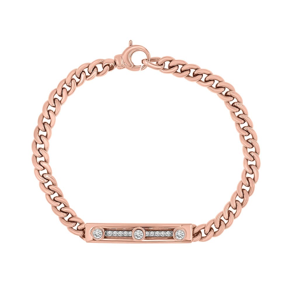 Dalia T Online Bracelet Couture Collection 18KT Gold curb link bracelet with moving diamonds