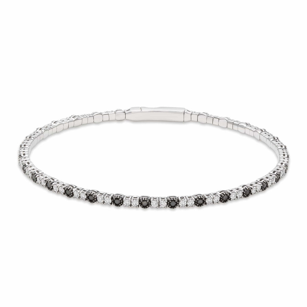 Dalia T Online Bracelet Delicate Collection 14KT White Gold 1.25CT Black & White Diamonds Flexi Bangle