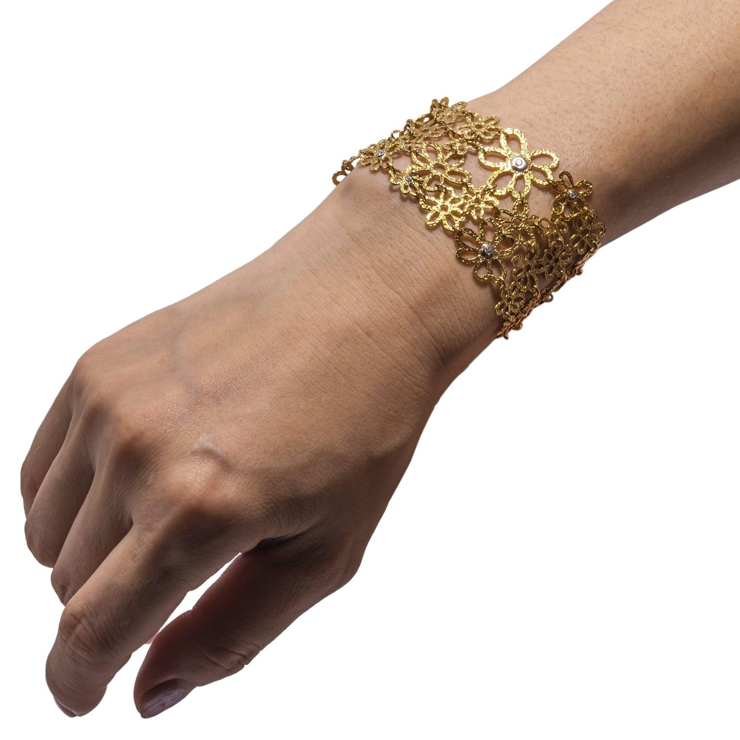 Dalia T Online Bracelet Iconic Collection 14KT Yellow Gold & Diamonds Statement Bracelet