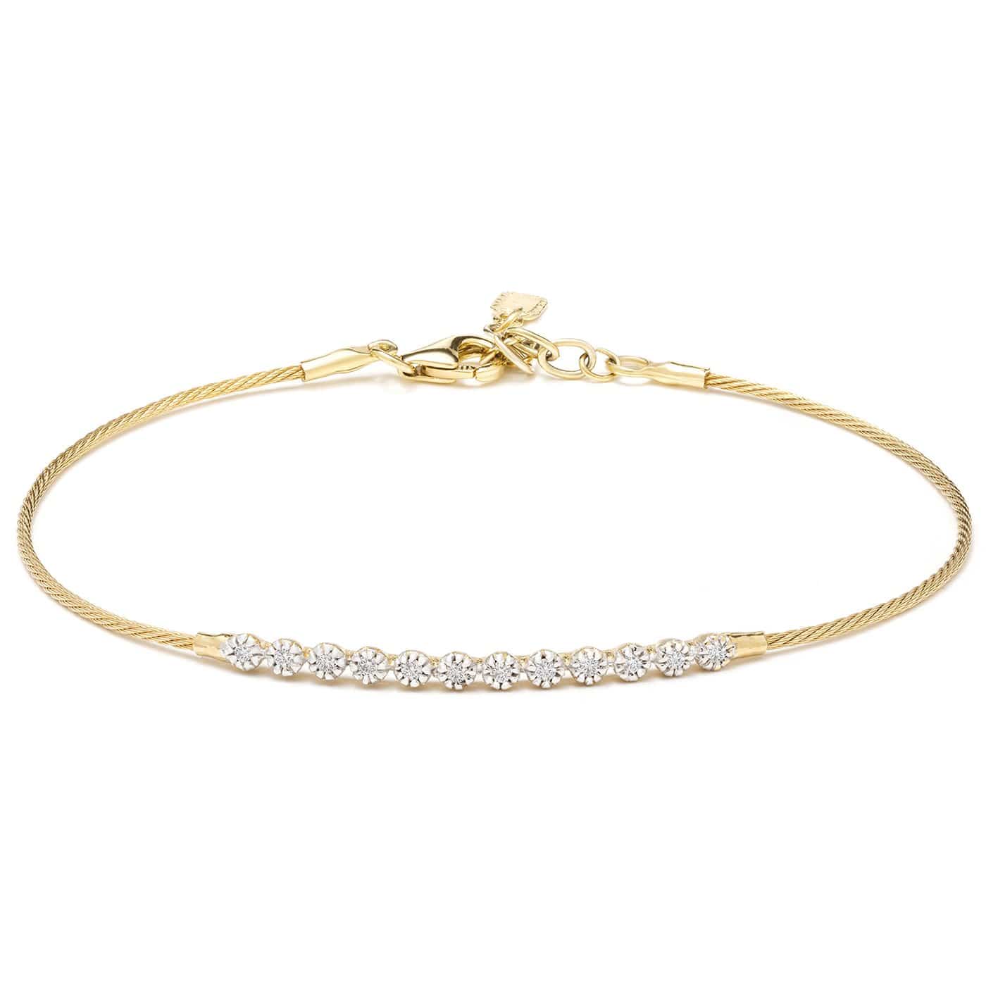 Dalia T Online Delicate Collection 14KT YG Wire Bracelet with a Diamond Bar