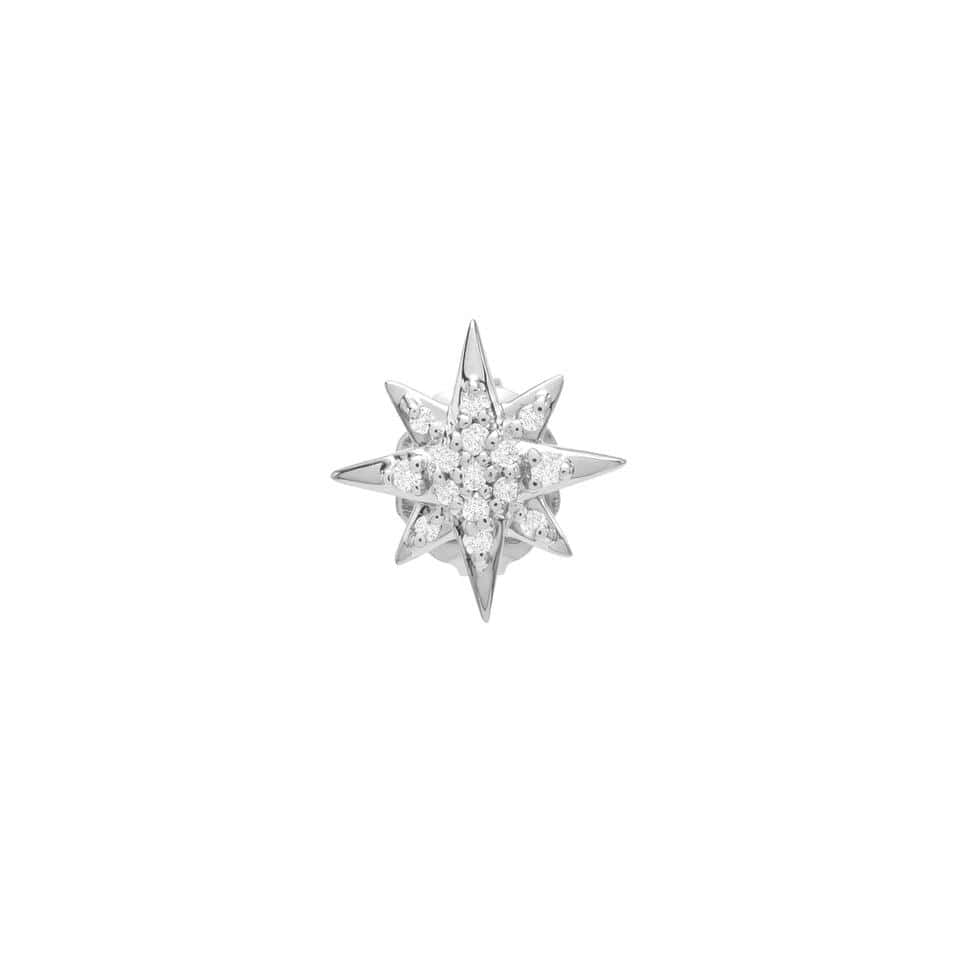 Dalia T Online Earrings Delicate Collection 14KT White Gold Diamond Star Stud Single Earring