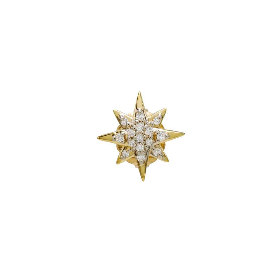 Dalia T Online Earrings Delicate Collection 14KT Yellow Gold Diamond Star Stud Single Earring