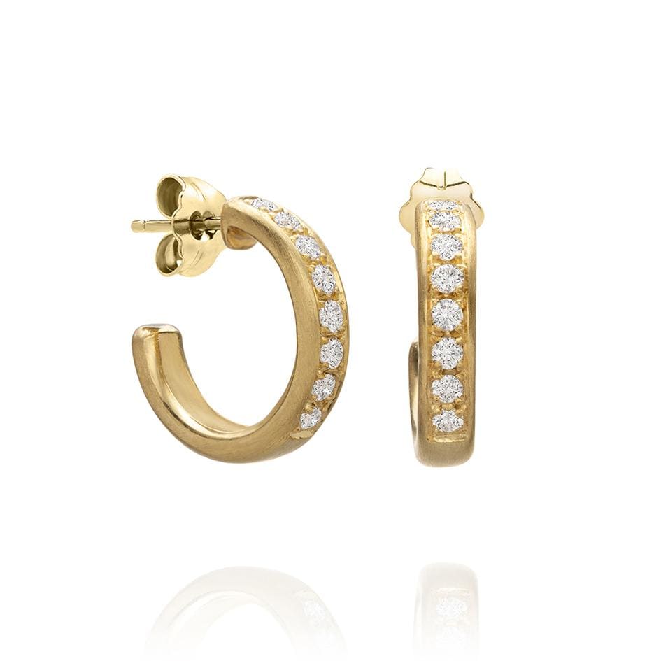 Dalia T Online Earrings Signature Collection 14KT YG & 0.32CT Diamonds Textured Hoop Earrings