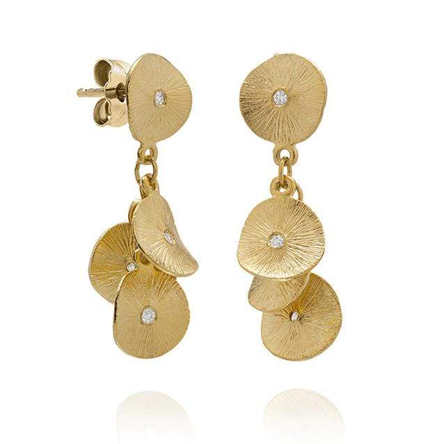 Dalia T Online Earrings Signature Collection 14KT YG & Diamonds Textured Multi Circles dangle Earrings