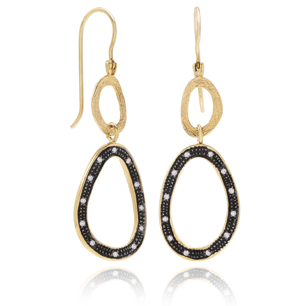 Dalia T Online Earrings Soft Links Collection 14KT Yellow Gold Diamond Elongated Earrings