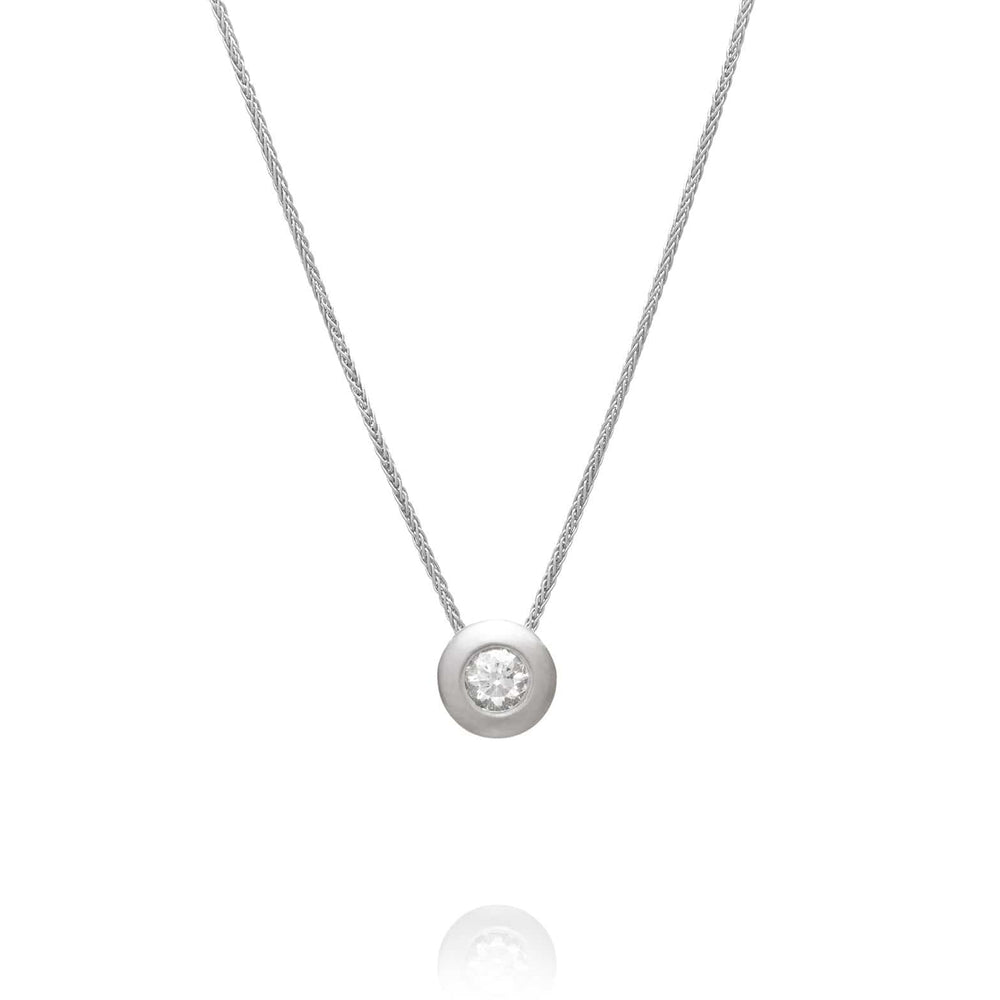 Dalia T Online Necklace Delicate Collection 14KT WG Small Diamond Pendnat Necklace 0.10CT