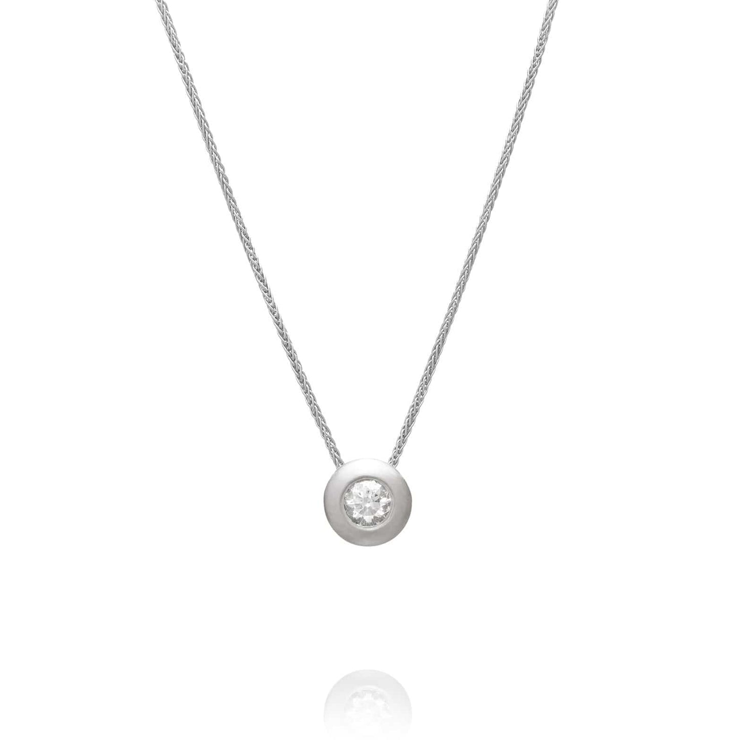 Dalia T Online Necklace Delicate Collection 14KT WG Small Diamond Pendnat Necklace 0.10CT