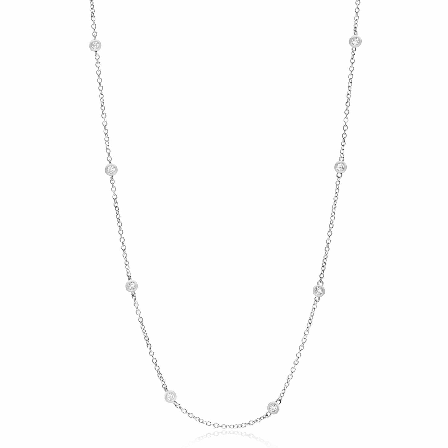Dalia T Online Necklace Delicate Collection 14KT White Gold Diamonds Station Necklace