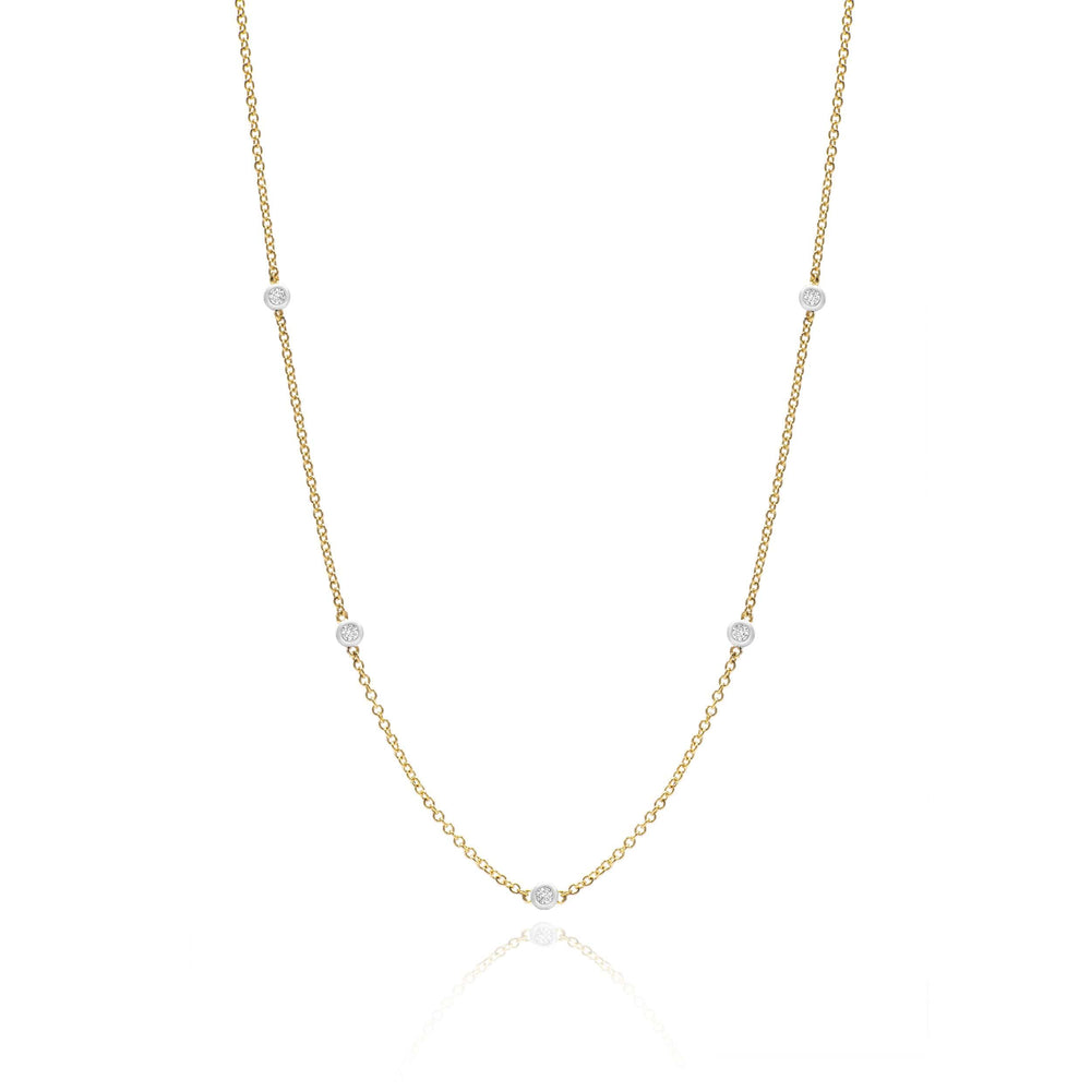 Dalia T Online Necklace Delicate Collection 14KT Yellow Gold Diamonds Station Necklace