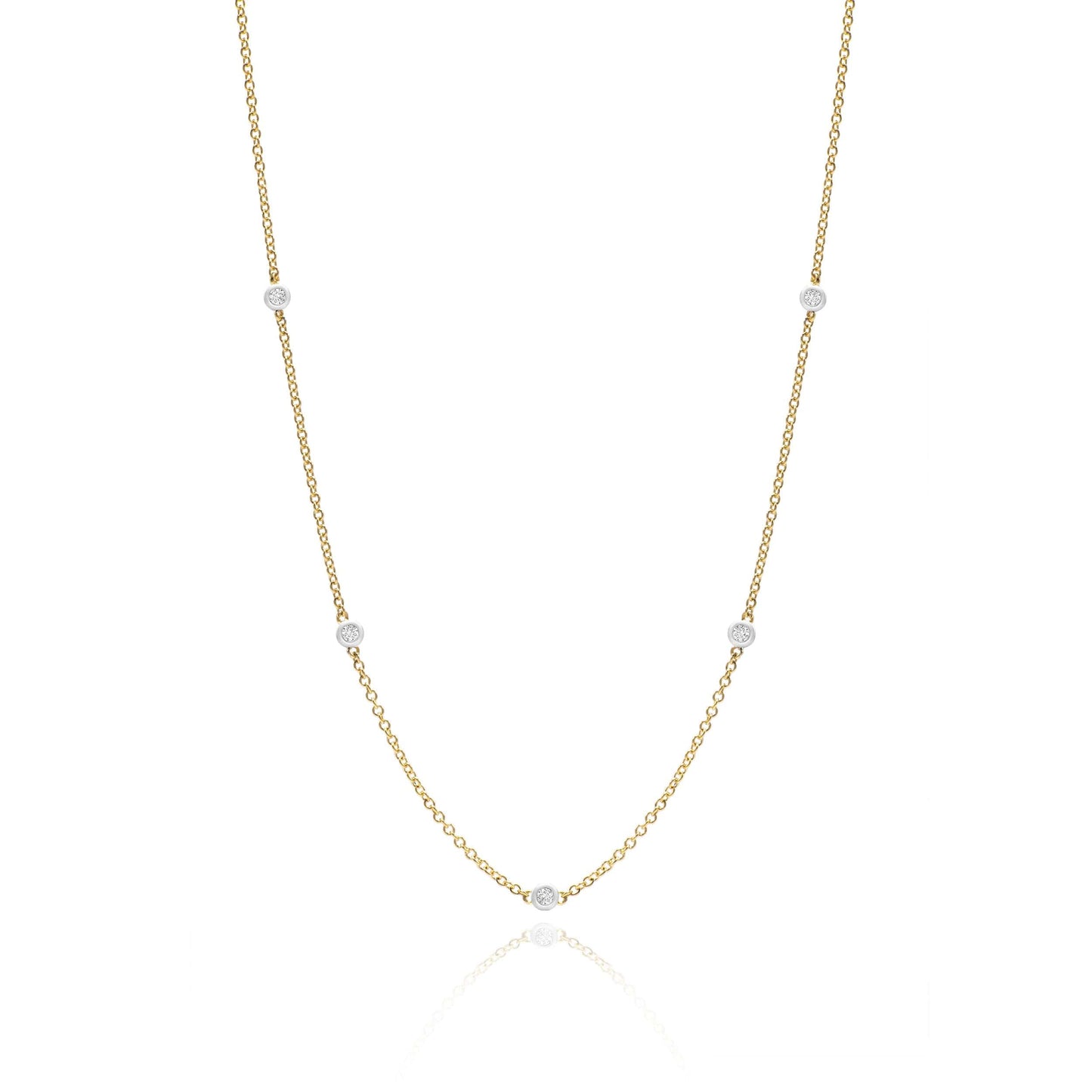 Dalia T Online Necklace Delicate Collection 14KT Yellow Gold Diamonds Station Necklace