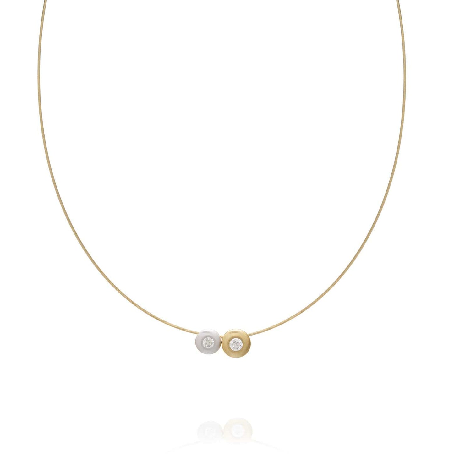 Dalia T Online Necklace Delicate Collection 14KT YW Diamonds Cable Necklace 0.10CT