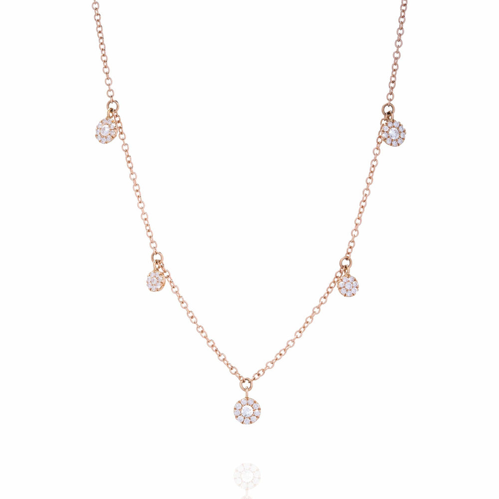 Dalia T Online Necklace Delicate Collection 18KT Rose Gold Graduated Diamond Circles Necklace