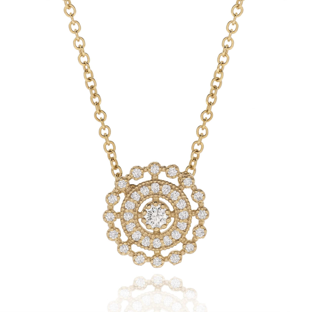 Dalia T Online Necklace Lace Collection 14KT Yellow Gold Diamond Necklace