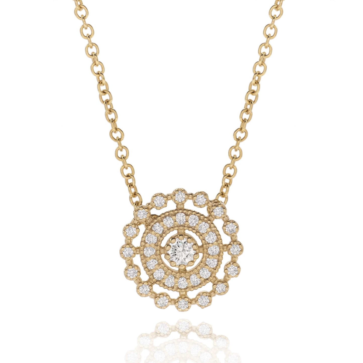 Dalia T Online Necklace Lace Collection 14KT Yellow Gold Diamond Necklace