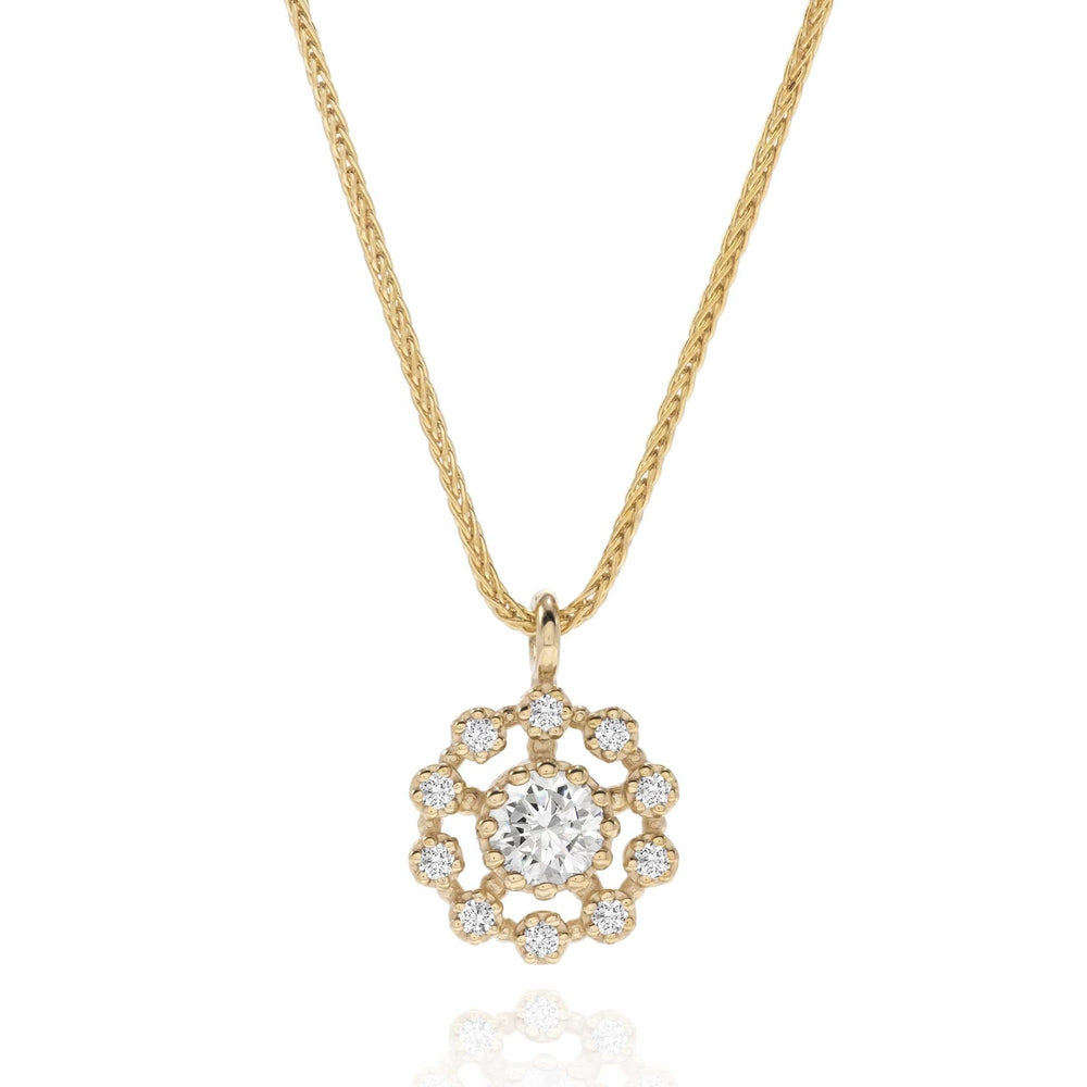 Dalia T Online Necklace Lace Collection 14KT Yellow Gold Diamond SML Pendant Necklace