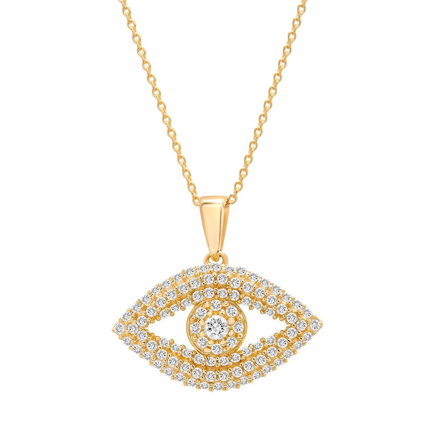 Dalia T Online Necklaces Delicate Collection 14KT YG Diamond Evil-Eye Neckalce
