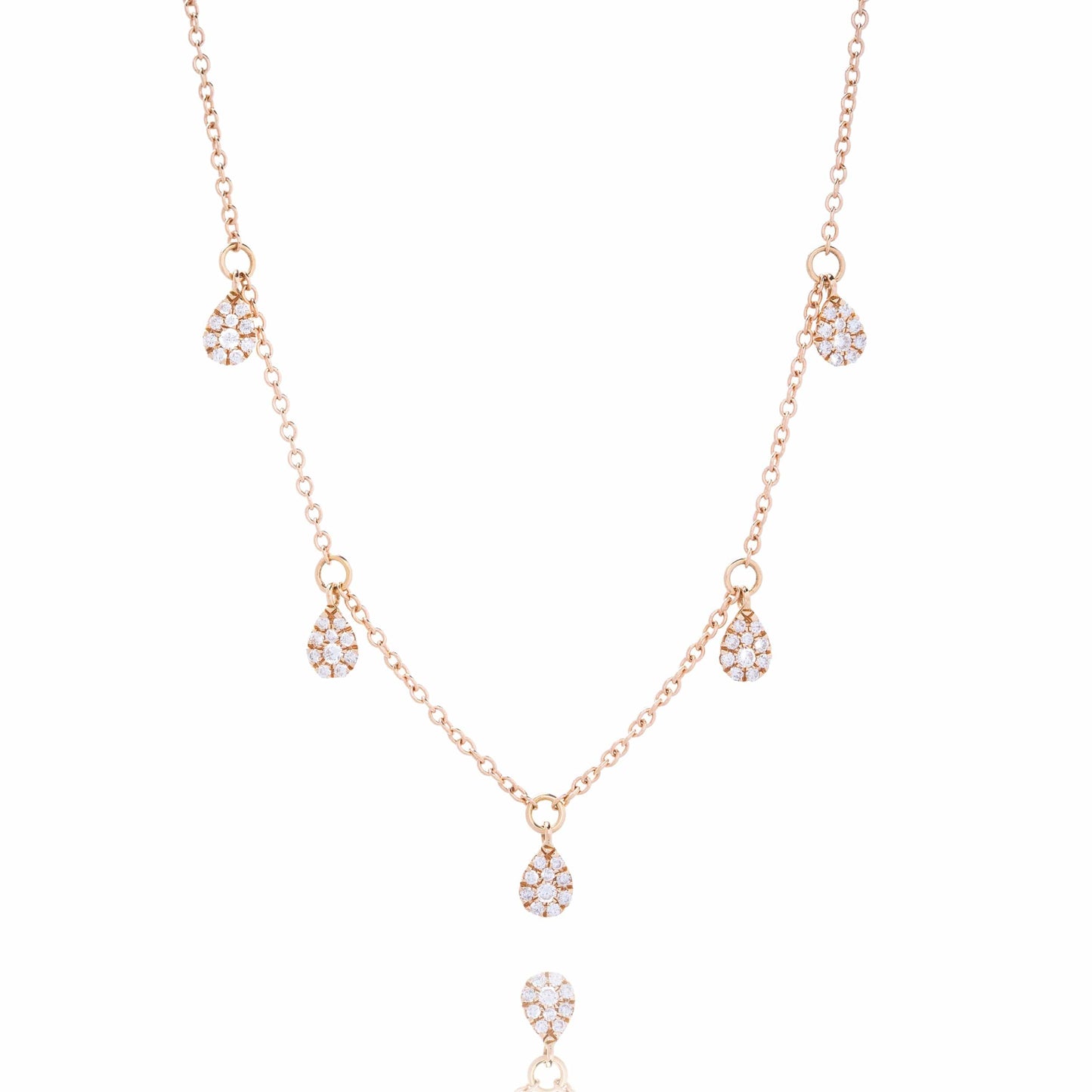 Dalia T Online Necklaces Delicate Collection 18KT Rose Gold Pear Shape Elements Diamond Necklace