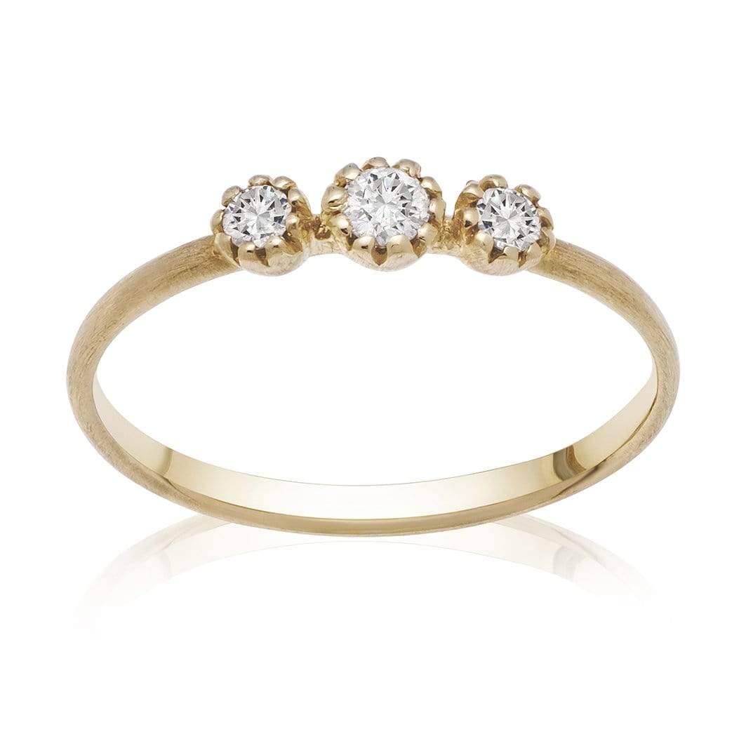 Dalia T Online Ring Bridal Collection 14KT Yellow Gold 0.18CT 3 Stones Ring