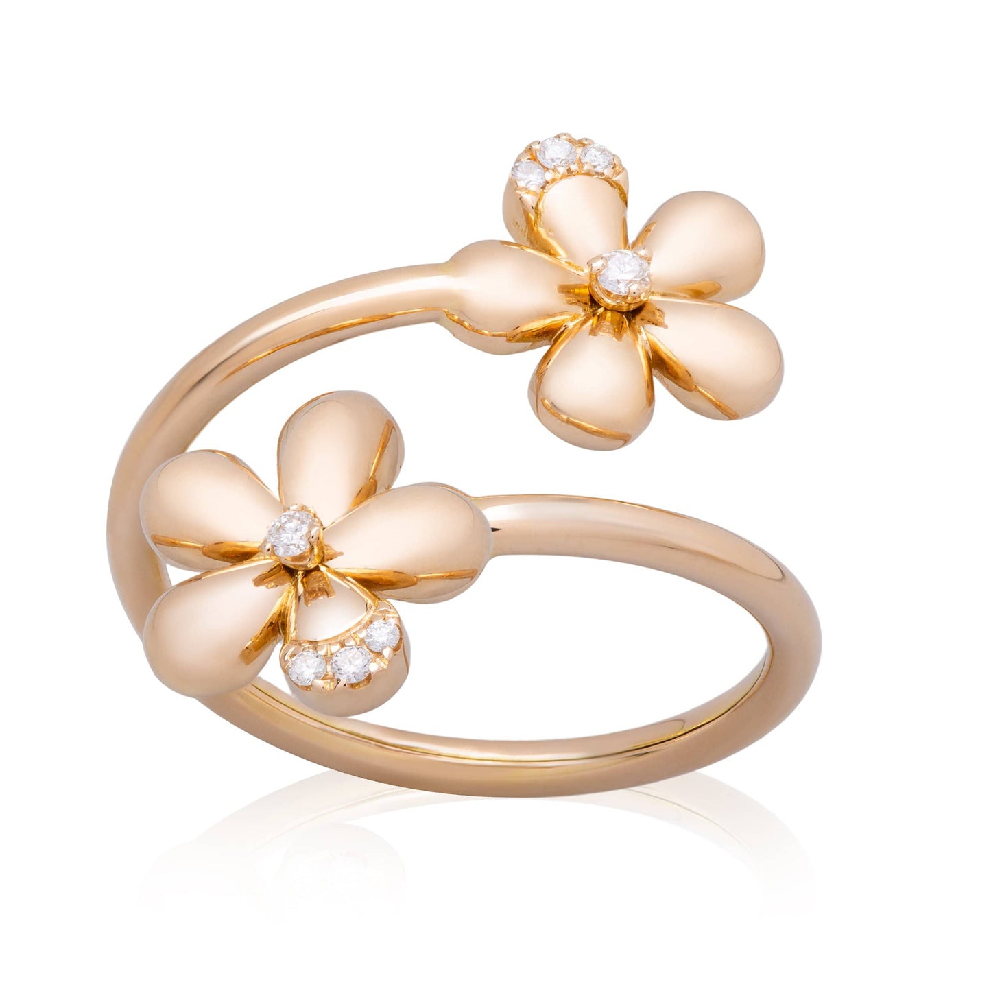 Dalia T Online Ring Nature collection 18KT Rose Gold Flower Ring with Diamonds