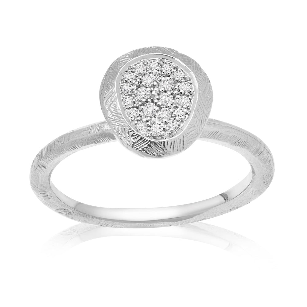 Dalia T Online Ring Signature Collection 14KT White Gold High Cluster Diamond Ring