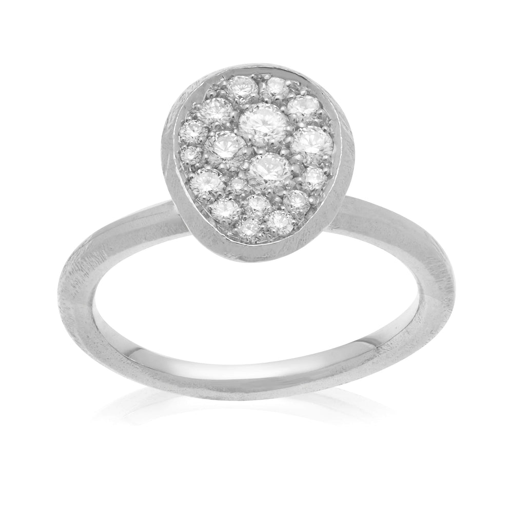 Dalia T Online Ring Signature Collection 14KT White Gold High Cluster Diamond Ring