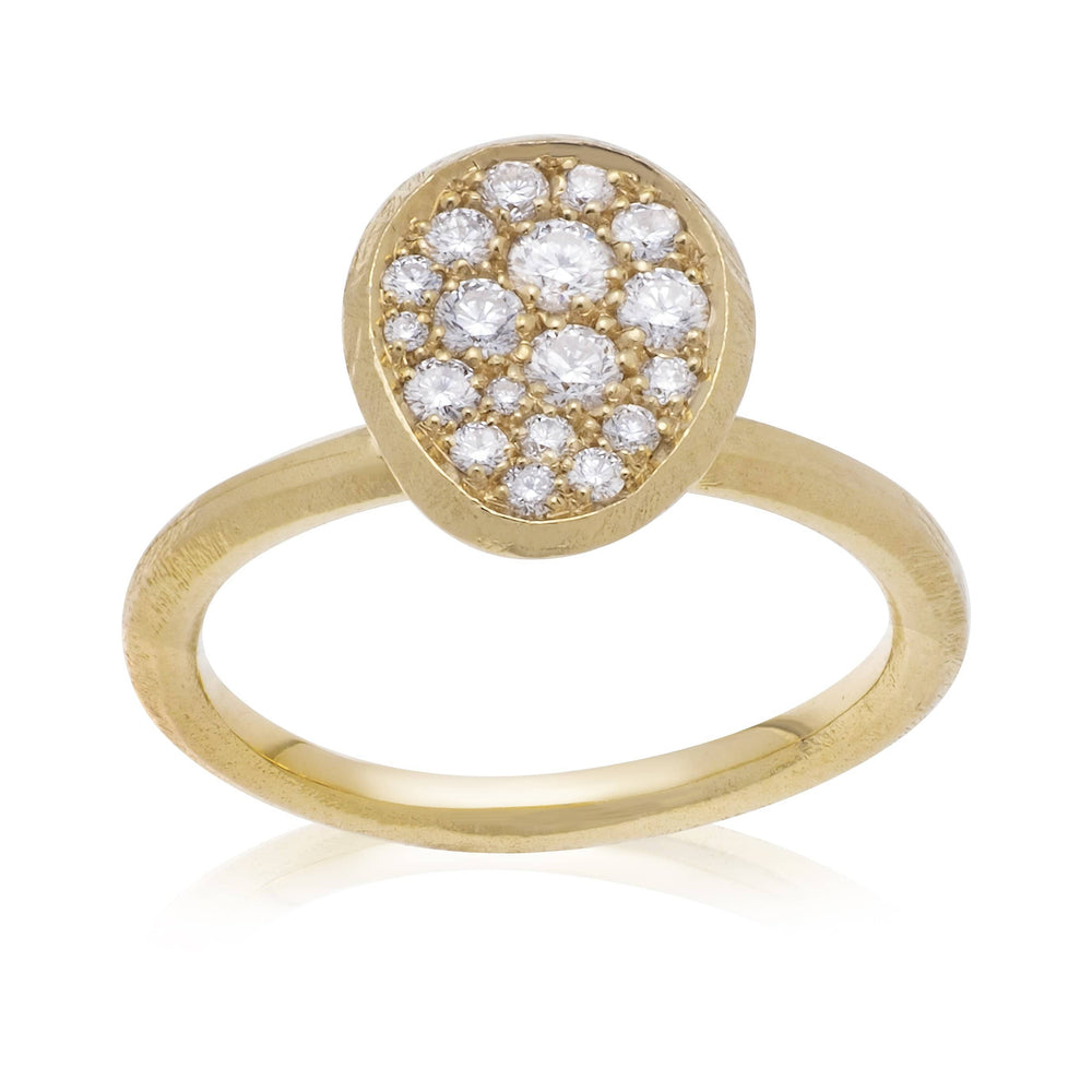 Dalia T Online Ring Signature Collection 14KT Yellow Gold High Cluster Diamond Ring
