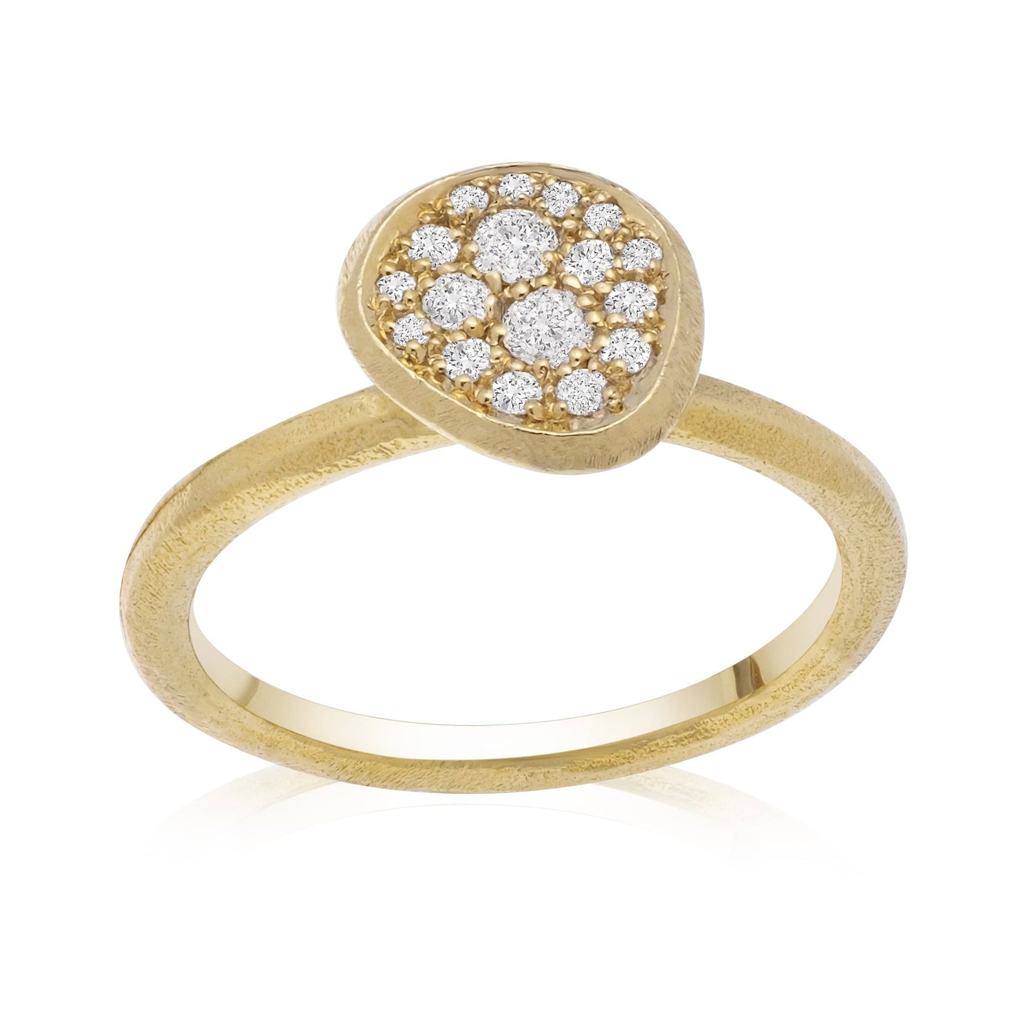 Dalia T Online Ring Signature Collection 14KT Yellow Gold High Cluster Diamond Ring