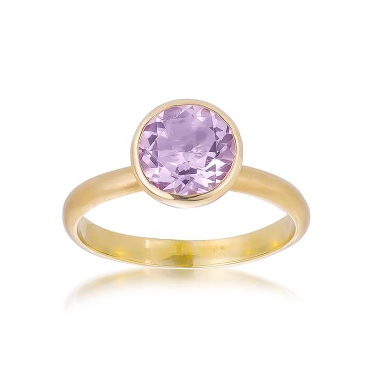 Dalia T Ring 14KT Yellow Gold Pink Amethyst Ring