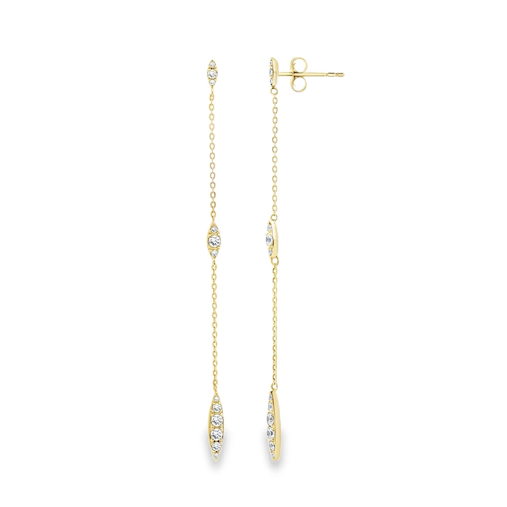 Dana Long Chain Earrings with Diamonds