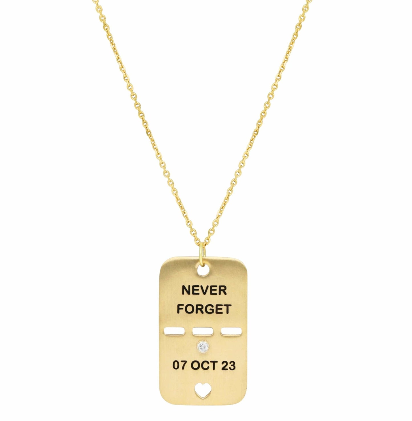 Dalia T Online 14 KT Gold Tag with a Diamond- Never Forget- S