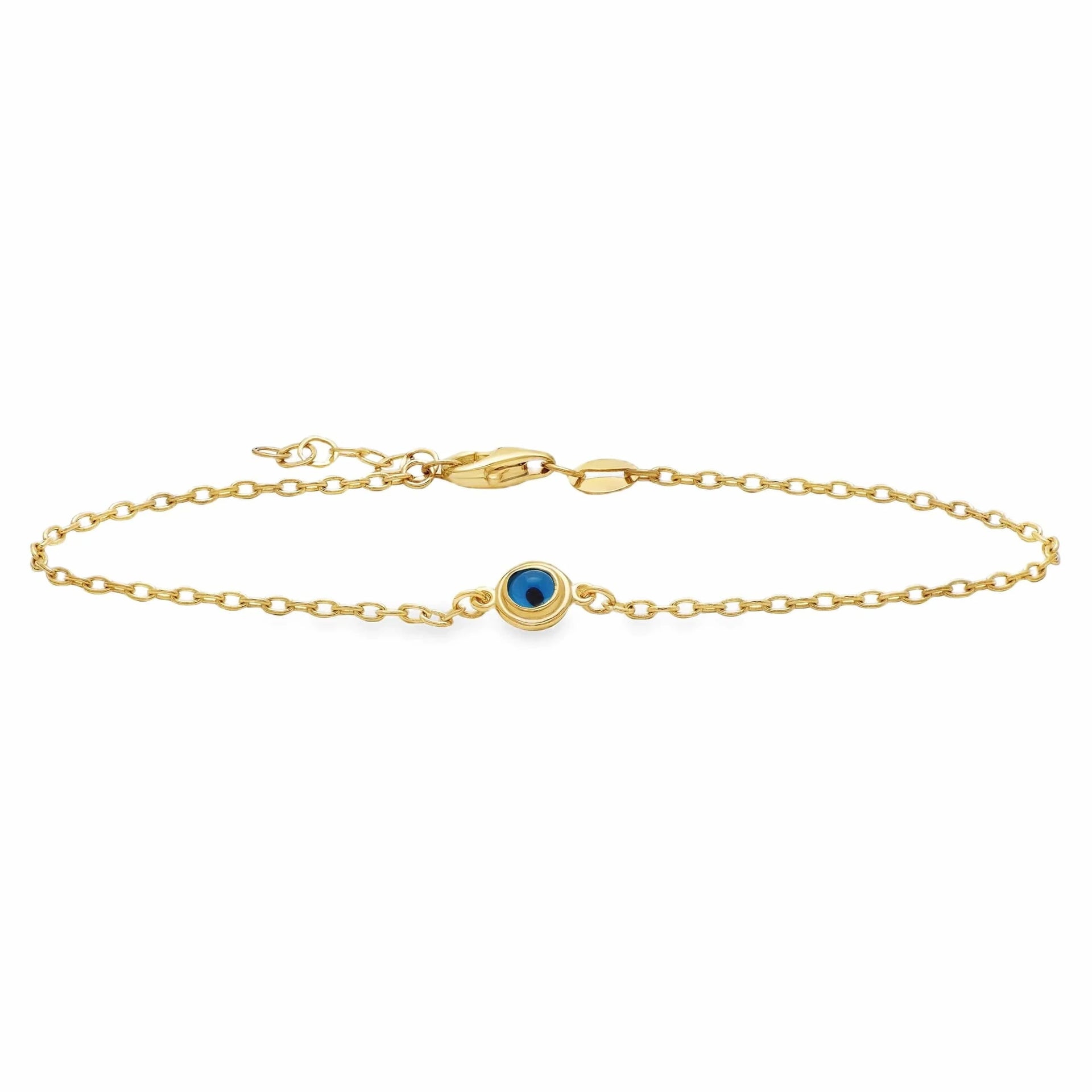 14KT Gold Delicate Evil Eye chain Bracelet – Dalia T Online