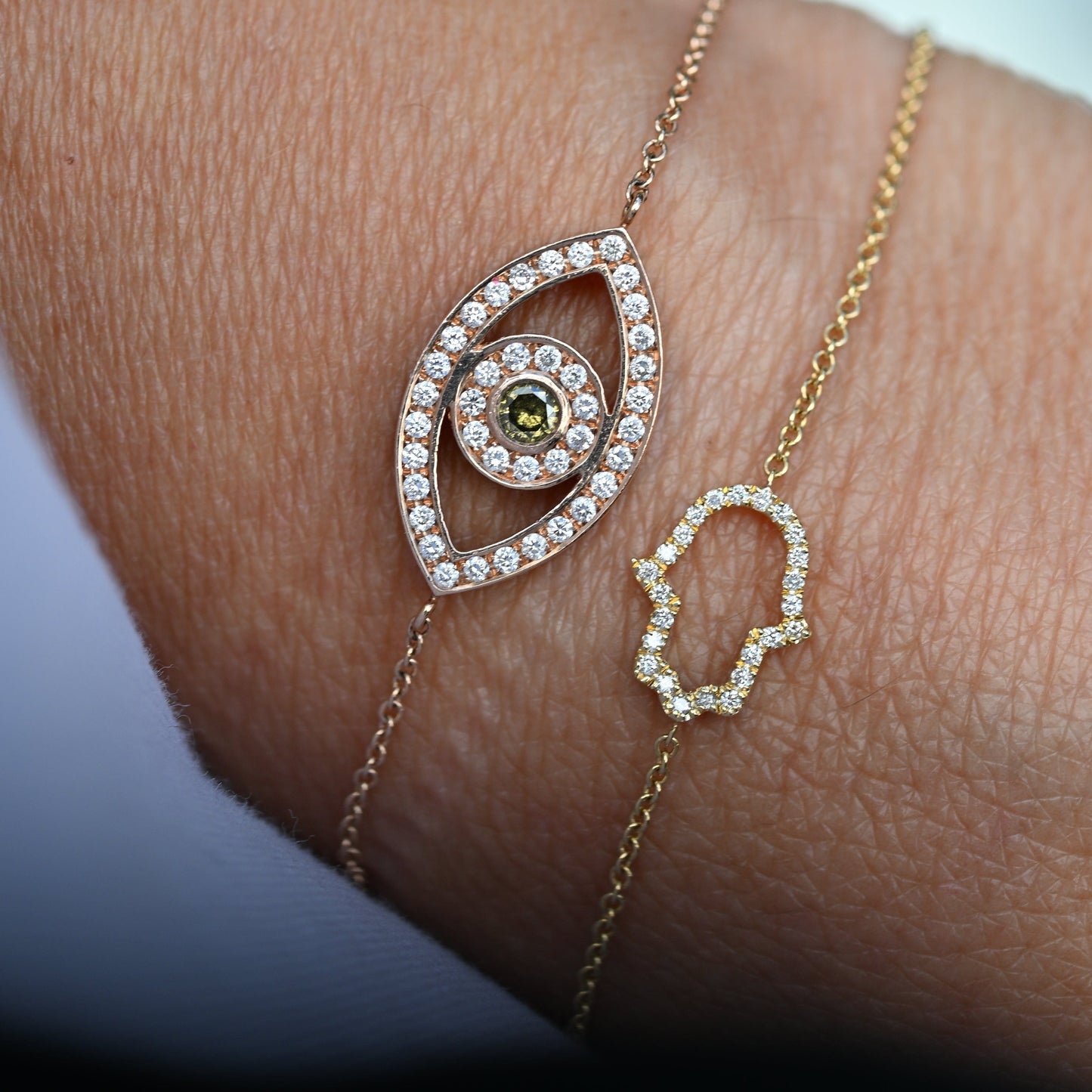 Dalia T Online Diamonds Hamsa Chain Bracelet