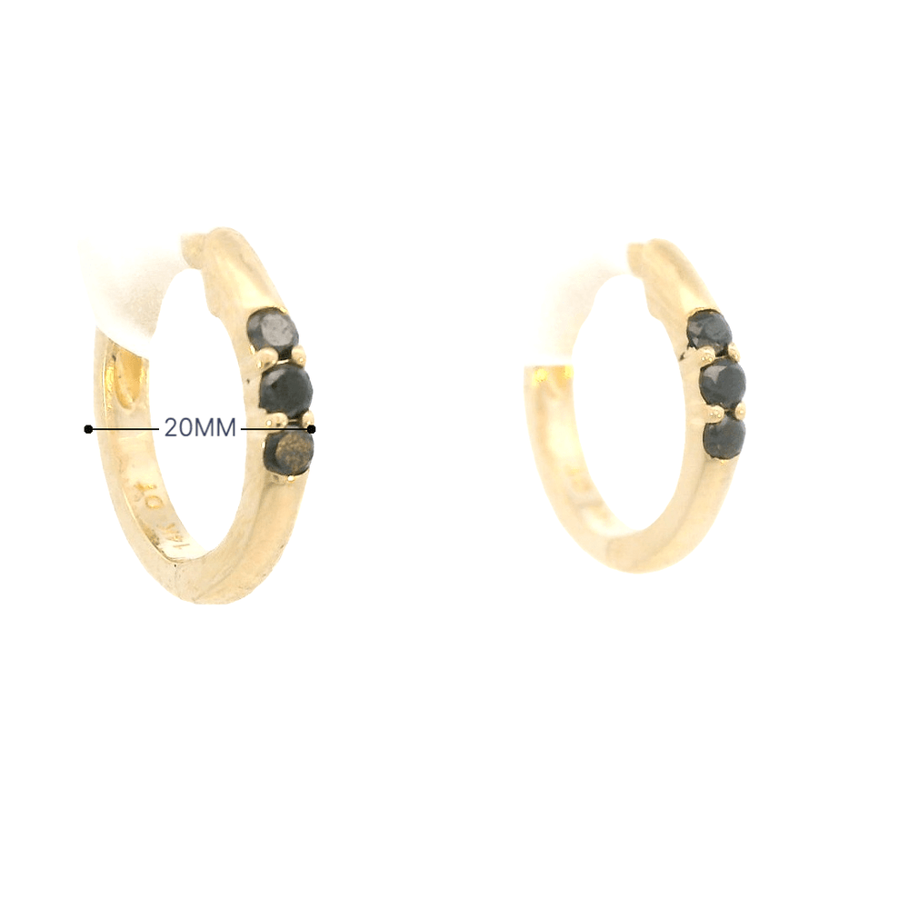 
                  
                    Dalia T Online Earrings 14KT gold small Huggies with 3 black diamonds (0.15CT)
                  
                