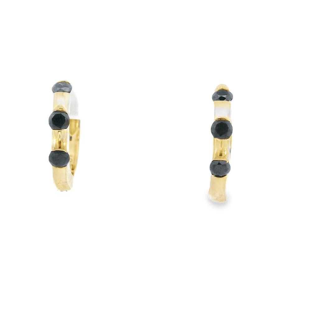 
                  
                    Dalia T Online Earrings 14KT gold small Huggies with 3 black diamonds (0.25CT)
                  
                