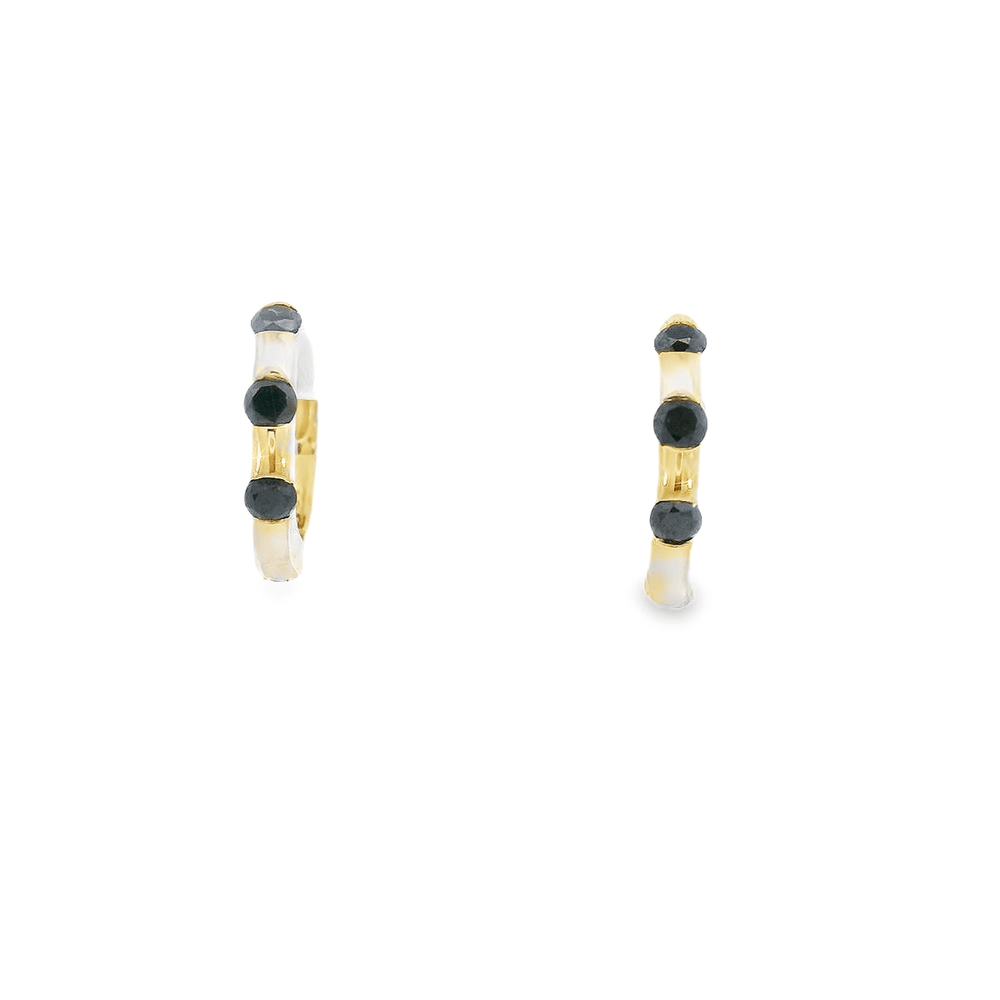 
                  
                    Dalia T Online Earrings 14KT gold small Huggies with 3 black diamonds (0.25CT)
                  
                