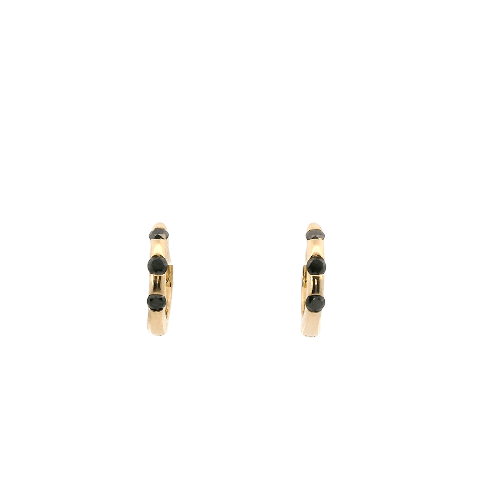 
                  
                    Dalia T Online Earrings 14KT gold small Huggies with 3 black diamonds (0.25CT)
                  
                