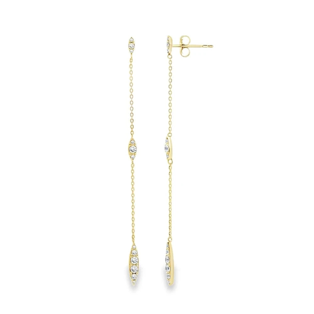 Dalia T Online Earrings Dana Long Chain Earrings with Diamonds